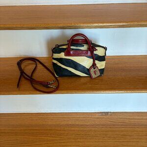 DOONEY & BOURKE Juliette Zebra Vachetta Leather Satchel Crossbody Bag GOOD!